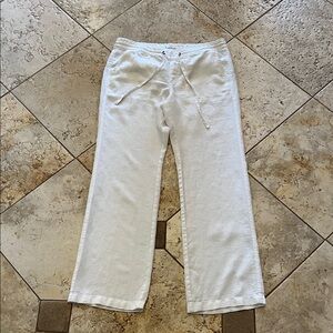 Caslon White Linen Drawstring Waist Pants.